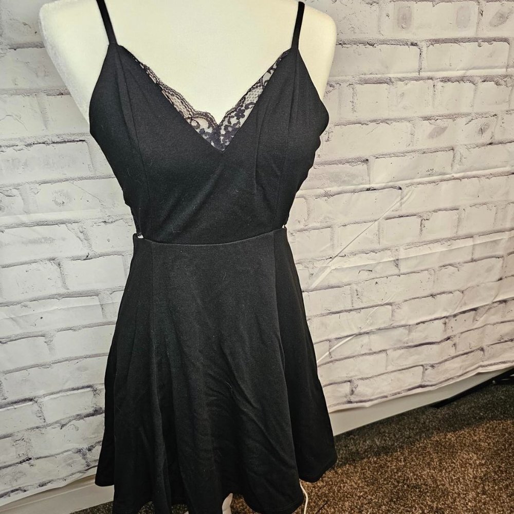 Black Dress with Lace Accents